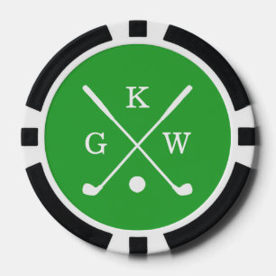 Jetons De Poker Monogramme vert 3-lettres Club de golf