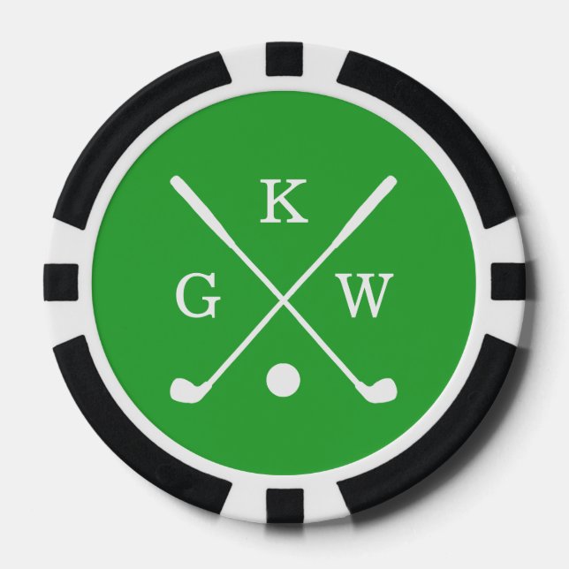 Jetons De Poker Monogramme vert 3-lettres Club de golf (Recto)