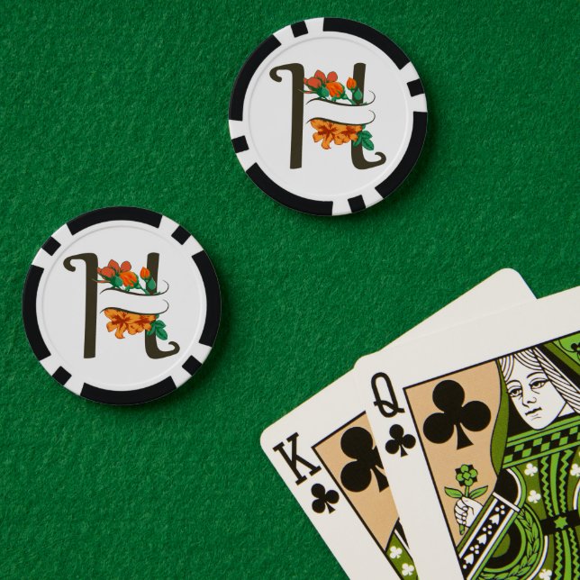 Jetons De Poker Monographie florale H lettre majuscule (Table de poker (double))