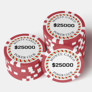 Jetons De Poker Monte Carlo lisse à marque personnalisée 25000 $ 1