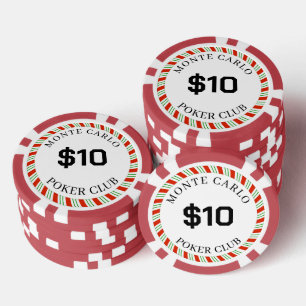 Jetons De Poker Monte Carlo Lisse Personnalisé $10 14 Grammes 