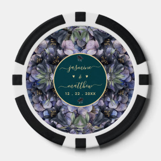 Jetons De Poker Moody Black Floral Classic Couple Names Wedding