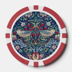 Jetons De Poker Morris Strawberry Thief Classique Bleu Indigo Fin