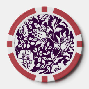 Jetons De Poker Morris Vintage violet et blanc motif floral