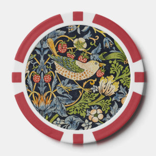 Jetons De Poker Morris Voleur de Fraises Bleu Nuit Art Fin Vintage