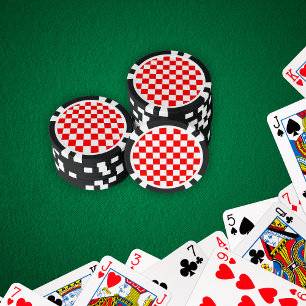 Jetons De Poker Motif à carreaux géométrique rouge et blanc croate