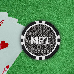 Jetons De Poker Motif Abstrait élégant de noir blanc Damask