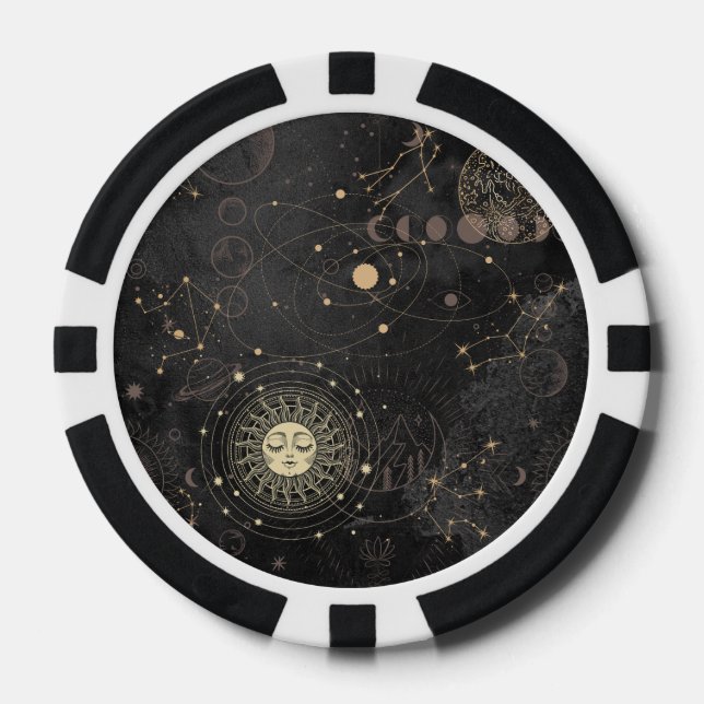 Jetons De Poker Motif Astrologique Black Gold (Recto)