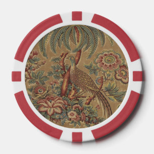 Jetons De Poker Motif botanique de palmier oiseau exotique vert sa