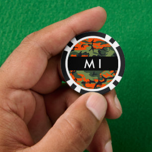 Jetons De Poker Motif Camouflage orange, Votre nom, Personnaliser