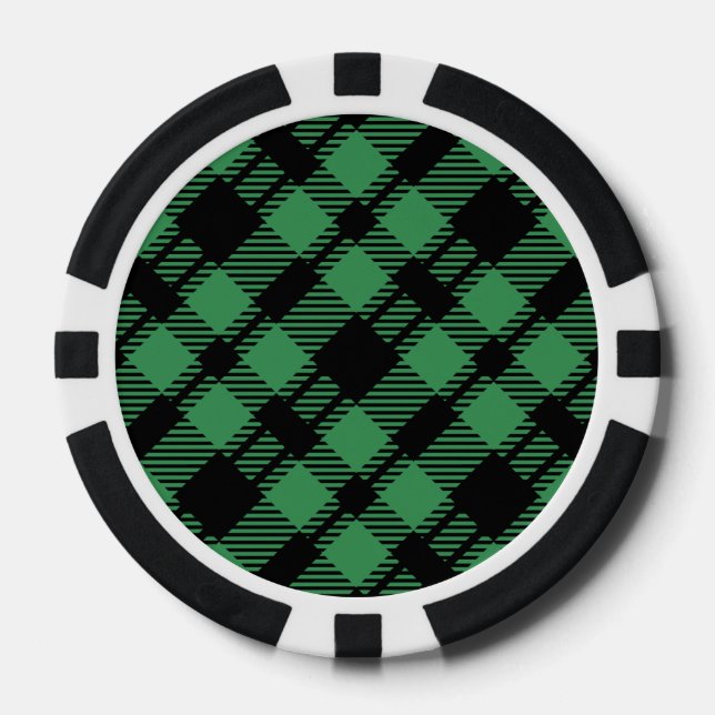 Jetons De Poker Motif carreauté vert de fêtes classique  (Recto)