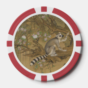 Jetons De Poker Motif chinois d'antiquité Cochin Lemur Flower Tree