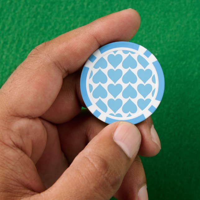 Jetons De Poker Motif Cœurs Bleus, Romantique, Amour (main)