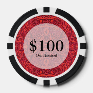 Jetons De Poker Motif damassé rouge