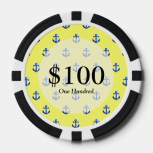 Jetons De Poker Motif d'ancre jaune