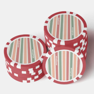 Jetons De Poker Motif de bandes rétro de nom personnalisé