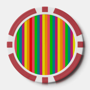 Jetons De Poker Motif de bandes verticales arc-en-ciel multicolore