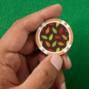 Jetons De Poker Motif De Feuilles, Feuilles Colorés, Feuilles D'Au