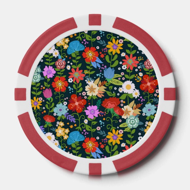 Jetons De Poker Motif de fleurs sans soudure Ditsy-13554 (Recto)