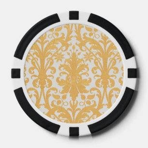 Jetons De Poker Motif de mariage floral en damas or vintage