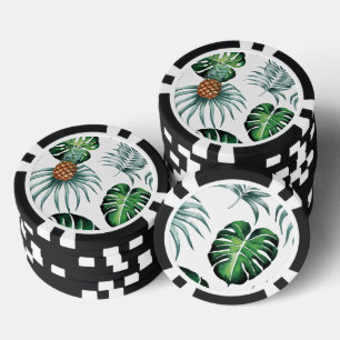 Jetons De Poker Motif de palmier de jungle à l'aquarelle tropicale
