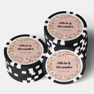 Jetons De Poker Motif de pivoines fleuries vintage