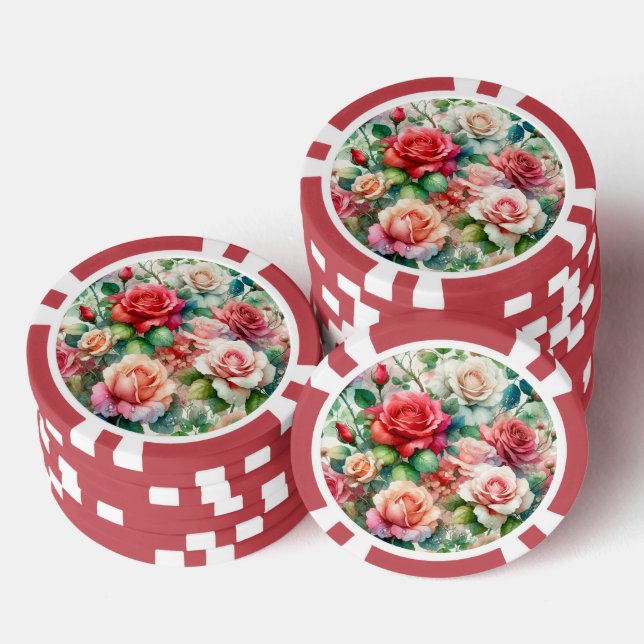 Jetons De Poker Motif de Rose lunatique (Empiler)
