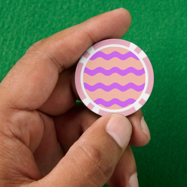 Jetons De Poker Motif des vagues rose et violet (main)