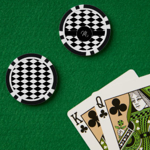 Jetons De Poker Motif diamant blanc et noir