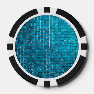Jetons De Poker Motif en mosaïque bleue