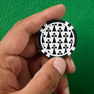 Jetons De Poker Motif Ermine, Motif médiéval, noir sur blanc