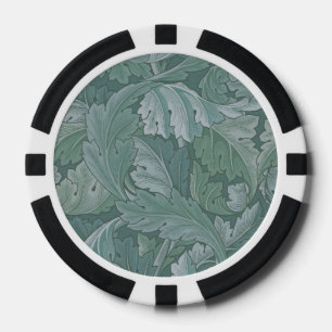 Jetons De Poker Motif feuille d'acanthe bleu sarcelle de William M