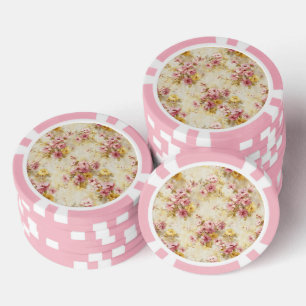 Jetons De Poker Motif floral à l'aquarelle vintage