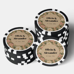 Jetons De Poker Motif floral botanique vintage lotus d'eau