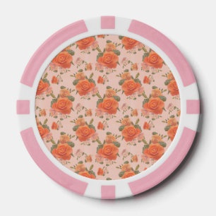 Jetons De Poker motif floral rose orange rose mariage printemps