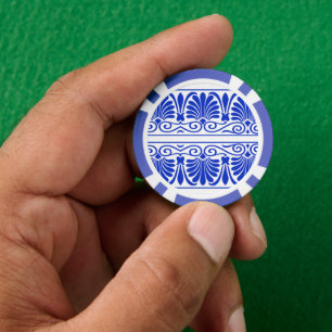 Jetons De Poker Motif grec méditerranéen bleu