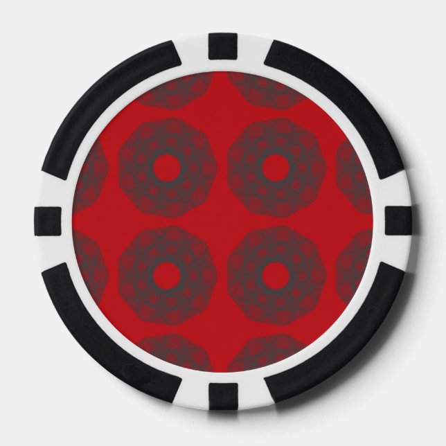Jetons De Poker Motif Guilloche Net rouge (Recto)