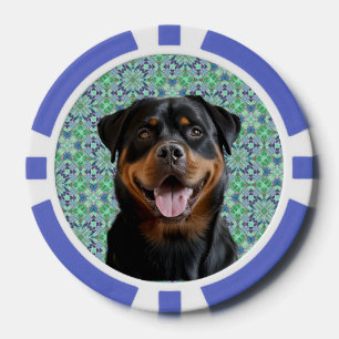 Jetons De Poker Motif Mandala Vert Photo de Chien Personnalisé