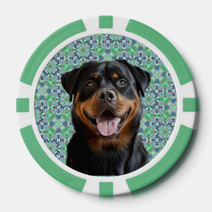 Jetons De Poker Motif Mandala Vert Photo de Chien Personnalisé