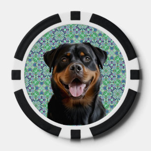 Jetons De Poker Motif Mandala Vert Photo de Compagnie de Chien Per