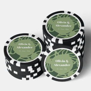 Jetons De Poker Motif sans couture de corail floral abstrait vert