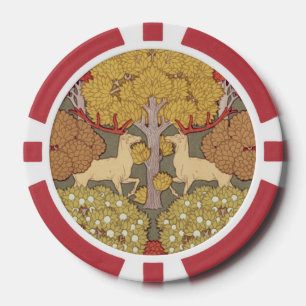 Jetons De Poker Motif Vert Sauge Forêt Cerf Stag Vintage