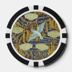 Jetons De Poker Motif vintage Art nouveau d'oiseau et de marais
