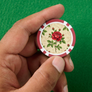 Jetons De Poker Motif vintage rose rouge