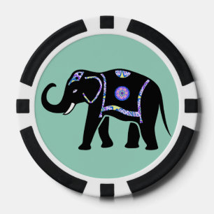 Jetons De Poker Motifs décoratifs abstraits d'éléphant animal