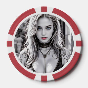 Jetons De Poker Mystérieuse envoûtante aux yeux d'acier et d'ombre