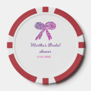 Jetons De Poker Nœud rose violet scintillement paillettes mariage