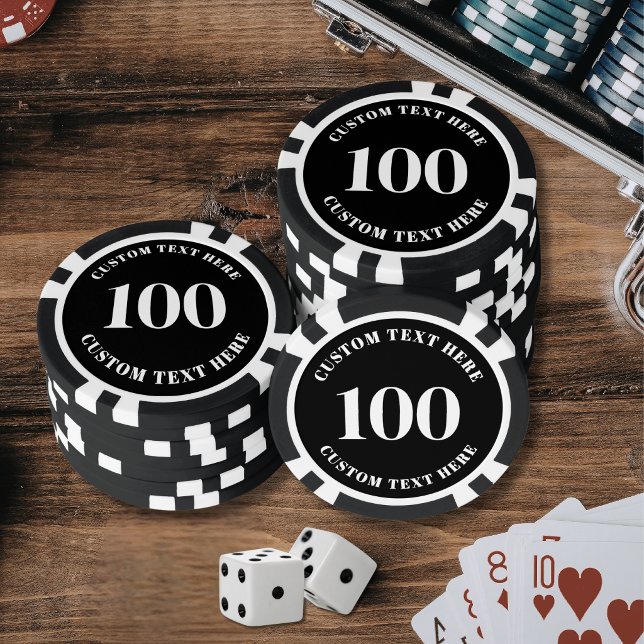 Jetons De Poker Noir 100 Numéroté (Black 100 Numbered Poker Chips)