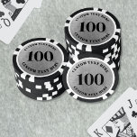 Jetons De Poker Noir Blanc 100 Numéroté<br><div class="desc">Ces jetons de poker personnalisés présentent un numéro gras sur les deux faces, qui peuvent être personnalisés avec n'importe quel nombre jusqu'à quatre chiffres. Les deux faces ont un fond argenté métallisé faux avec des polices noires nettes pour un look élégant et noir et blanc, parfait pour une soirée de...</div>