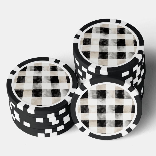 Jetons De Poker Noir Chic Crème Plaid Noël (Empiler)